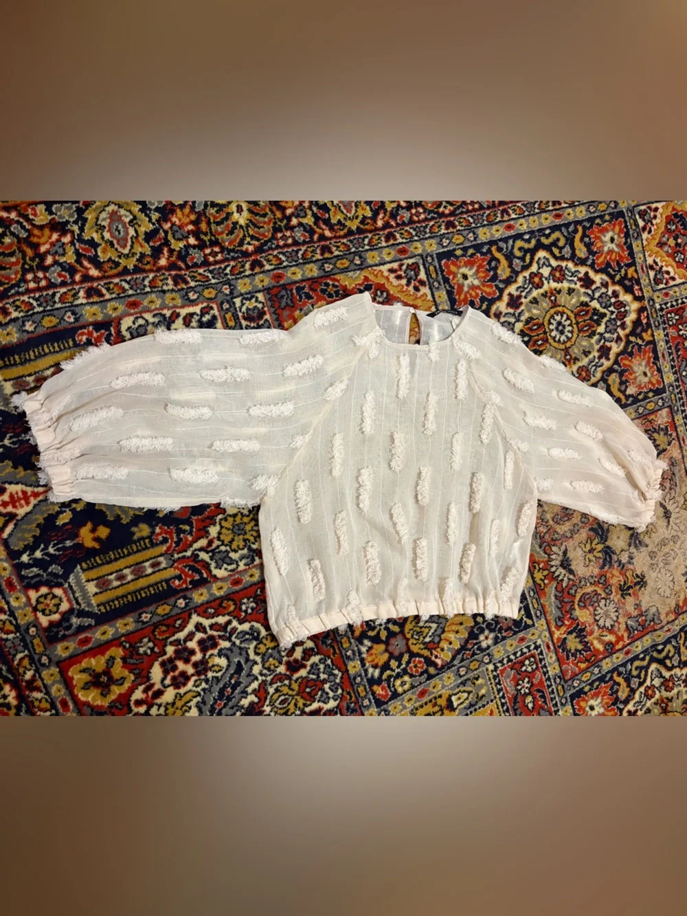 Zara Cream Puff Sleeve Blouse